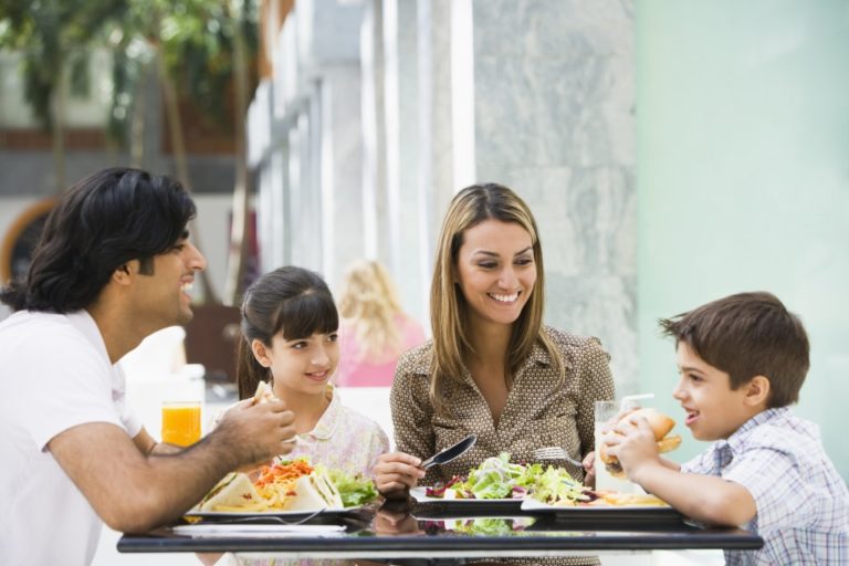 happy family eating together