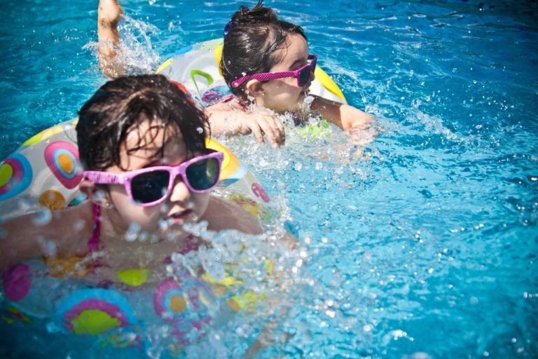 little kids swimming
